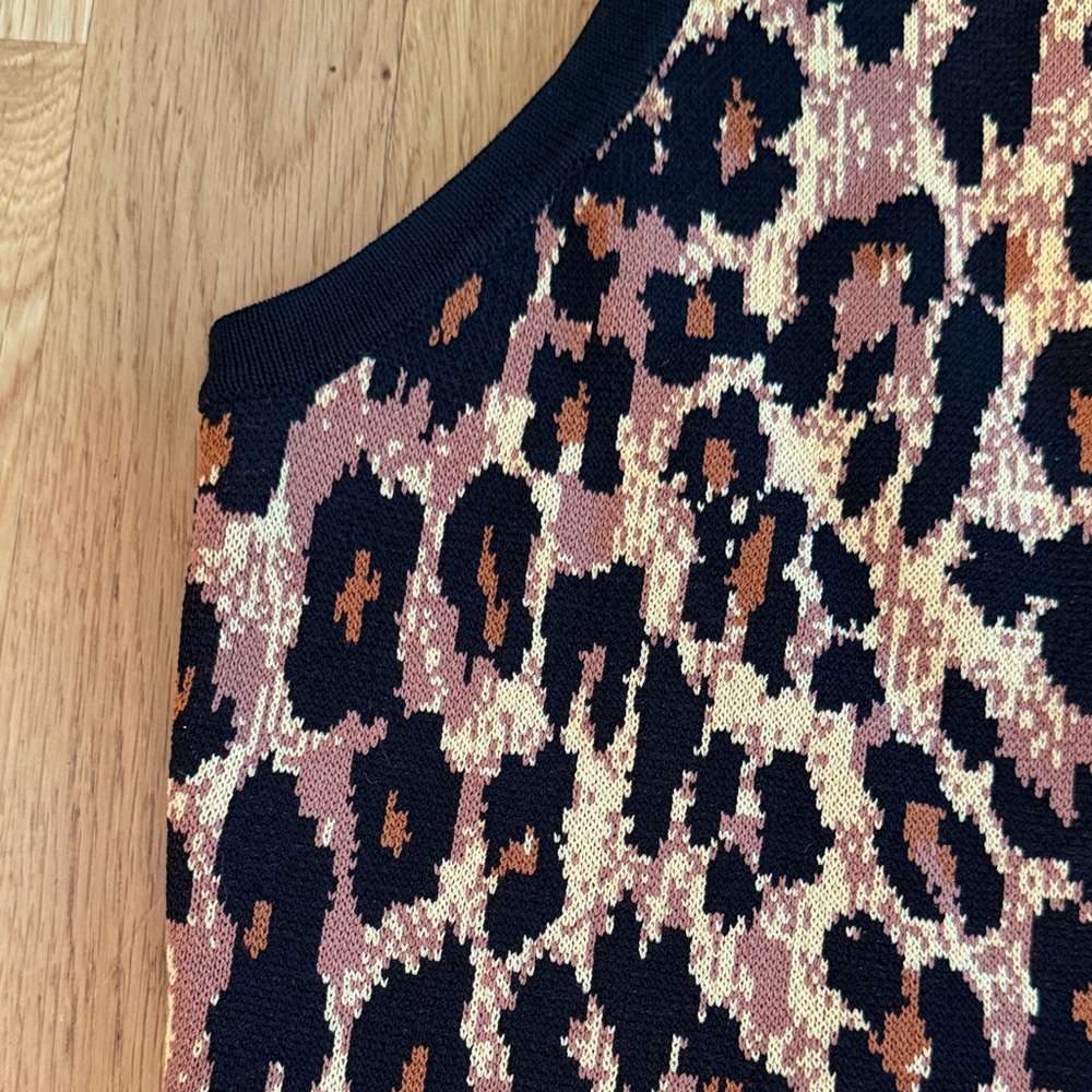 STAUD Leopard Jacquard Crop Tank - Black, Brown & Cream - Picture 4 of 5